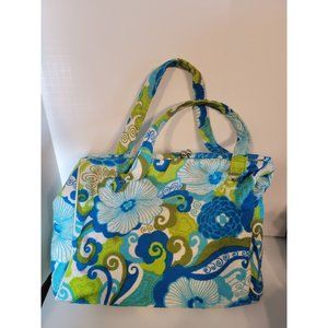 Vintage Large Floral Terry Cloth Handbag Beach Bag